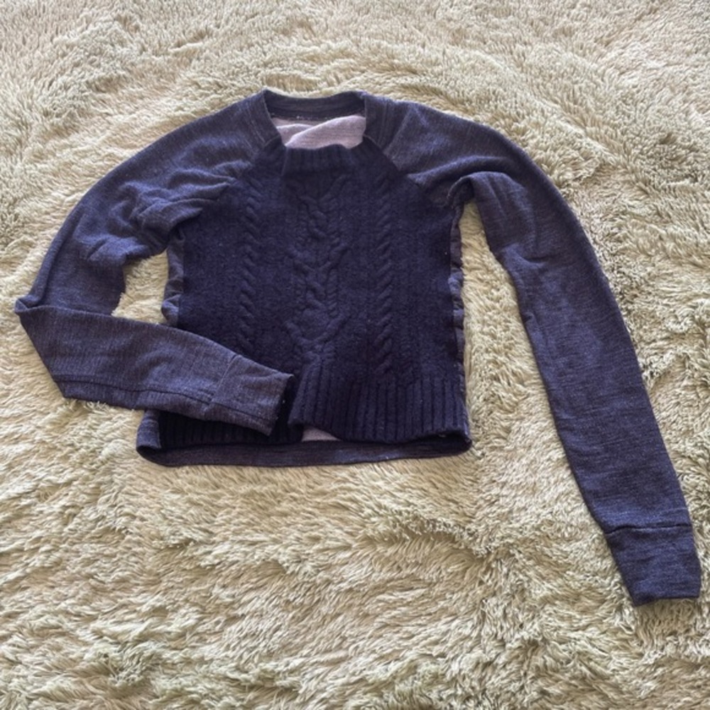 Lululemon Cable Knit Black Round Neck‎ S Women's Cropped Sweater